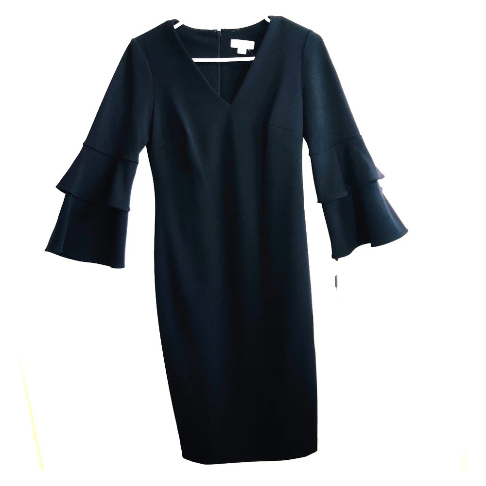 Calvin Klein NWT Black, flair sleeves, Size 2 Dress ⭐️Price Drop CCO Sale 9/3/23
